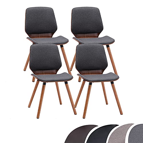Mingone Esszimmerstühle 4er Set Küchenstuhl Holz Stuhl mit Sitzfläche aus Leinen Retro Design Stuhl aus Buchenholz für Küchen Esszimmer bis 150kg (Grau-Leinen 4er) von Mingone