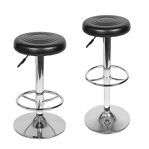 Mingone Barhocker 2er Set Barstuhl Hocker mit Gepolsterte Sitzfläche Arbeitshocker 360° Drehbar Bürohocker Verstellbarer Sitzhocker für Bar Bistro Café Küche, Schwarz von Mingone