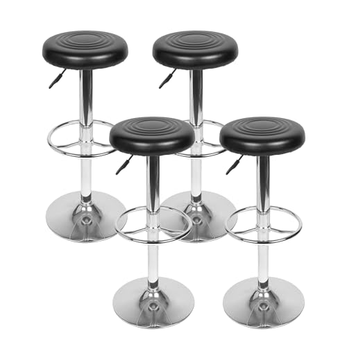 Mingone Barhocker 4er Set Barstuhl Hocker mit Gepolsterte Sitzfläche Arbeitshocker 360° Drehbar Bürohocker Verstellbarer Sitzhocker für Bar Bistro Café Küche, Schwarz von Mingone