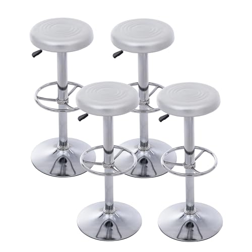 Mingone Barhocker 4er Set Barstuhl Hocker mit Gepolsterte Sitzfläche Tresenhocker mit Fußstütze Arbeitshocker Drehbar Bürohocker Verstellbarer Sitzhocker für Bar Bistro Café Küche, Grau von Mingone
