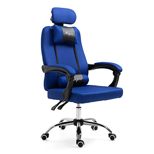 Mingone Bürostuhl Ergonomisch Computerstuhl Chefsessel Drehstuhl Schreibtischstuhl Höhenverstellbar Polsterung Klappbaren Armlehnen Home Office(Blau+Ohne Pedalen) von Mingone