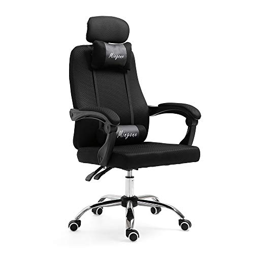 Mingone Bürostuhl Ergonomisch Computerstuhl Chefsessel Drehstuhl Schreibtischstuhl Höhenverstellbar Polsterung Wegklappbare Armlehne Home Office(Schwarz+ohne Pedalen) von Mingone