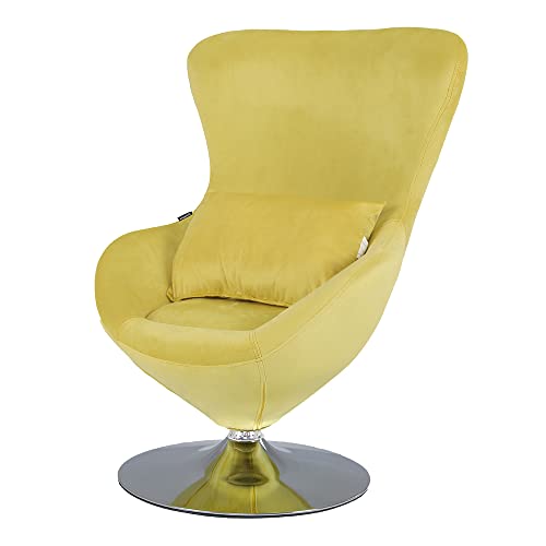 Mingone Cocktailsessel Sessel Lounge Modern Drehsessel aus Samt Einzelstuhl mit Kissen Retro-Design für Wohnzimmer Schlafzimmer (Gelb) von Mingone