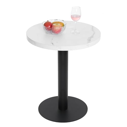 Mingone Esstisch Klein Rund Küchentisch 60cm Esszimmertisch mit Marmor Tischplatte Runder Tisch mit Metallbein für Wohnzimmer Balkon Esszimmer,Weiß von Mingone