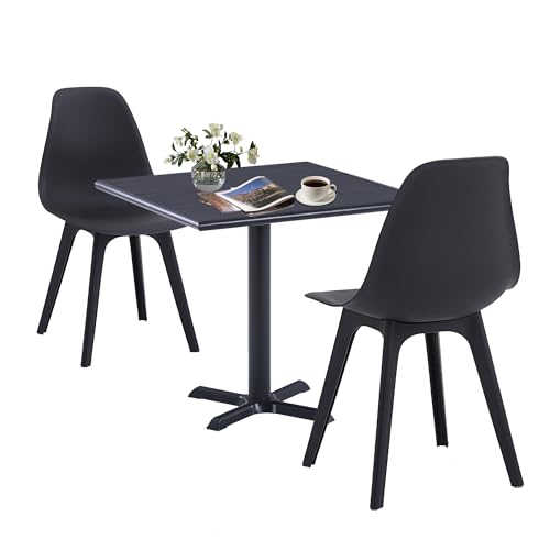 Mingone Esstisch mit 2 Stühlen Essgruppe Set Küchentisch Kleine Kunststoff Holz Tisch und Stuhl Tisch 60cm für Esszimmer Terrassen Garten Camping von Mingone