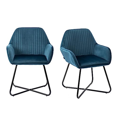 Mingone Esszimmerstühle 2er Set Küchenstühle aus Samt Polsterstuhl Retro Design Stuhl mit Armlehnen Speisestuhl mit Rückenlehne für Esszimmer Küche Restaurant Wohnzimmer, Blau Mingone Esszimmerstühle 2er Set Küchenstühle aus Samt Polsterstuhl Retro Design Stuhl mit Armlehnen Speisestuhl mit Rückenlehne für Esszimmer Küche Restaurant Wohnzimmer, Blau von Mingone