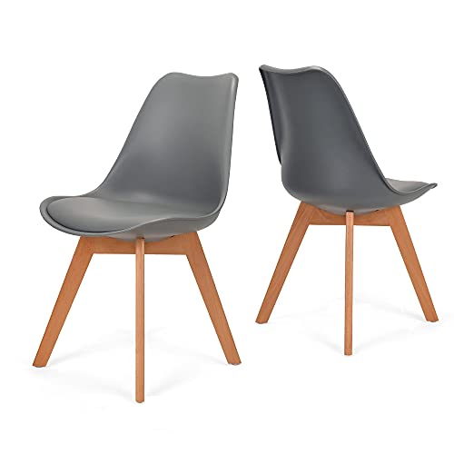 Mingone Esszimmerstühle Moderner Küchenstuhl mit Rückenlehne Retro Design Stuhl für Esszimmer Küche 2er Set, Grau von Mingone
