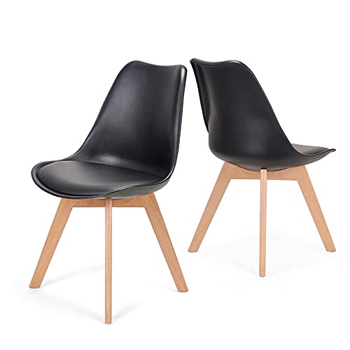 Mingone Esszimmerstühle Moderner Küchenstuhl mit Rückenlehne Retro Design Stuhl für Esszimmer Küche 2er Set, Schwarz von Mingone