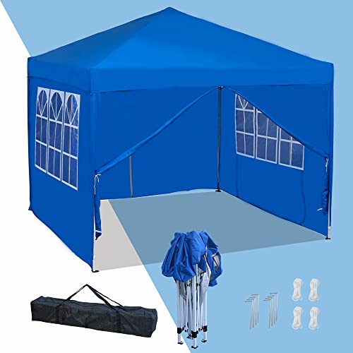 Mingone Faltbarer Pavillon 3x3m Wasserdicht Stabil Winterfest Pavillon Pop up Pavillon Garten Zeltpavillon für Party Grill UV Schutz 50+，3x3m，Blau von Mingone