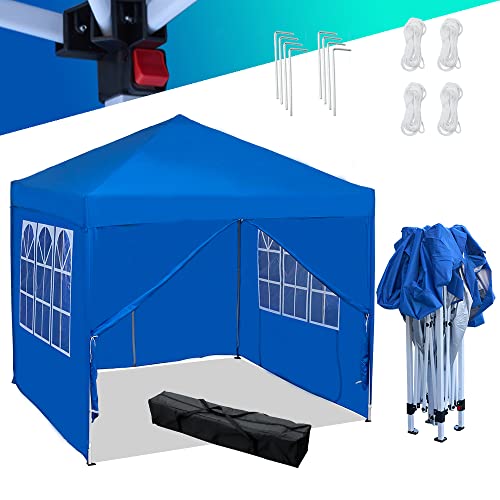 Mingone Faltpavillon Wasserdicht Pavillon 3x3m Partyzelt Pop Up Gartenzelt Weidezelt PE Bierzelt UV Schutz 50+ Festzelt mit 4 Seitenteilen，Blau von Mingone