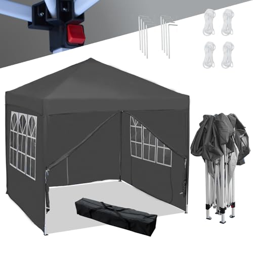 Mingone Faltpavillon Wasserdicht Pavillon 3x3m Partyzelt Pop Up Gartenzelt Weidezelt PE Bierzelt UV Schutz 50+ Festzelt mit 4 Seitenteilen，dunkelgrau von Mingone