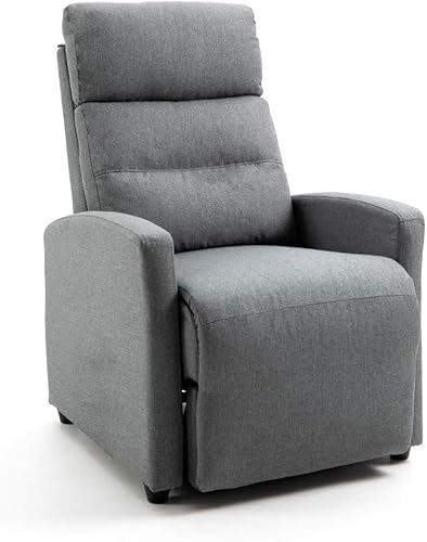 Mingone Fernsehsessel TV Sessel Relaxsessel mit Liegefunktion Modern Schmal Loungesessel Liegesessel mit 155° Liegefunktion bis 150kg aus Leinenstoff, Grau von Mingone