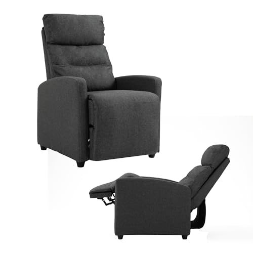 Mingone Fernsehsessel mit Liegefunktion für Wohnzimmer Relaxsessel mit Hocker Lesesessel mit Verstellbarer Rückenlehne TV Sessel mit Schlaffunktion Einzelsofa mit Armlehne, Dunkelgrau von Mingone