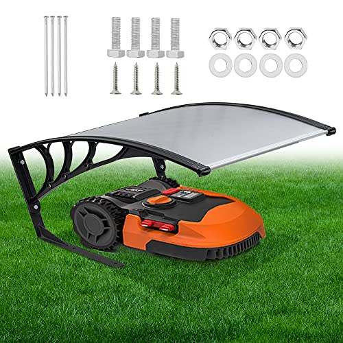 Mingone Garage Dach Carport Überdachung für Rasenroboter Rasenmäher Schutzhülle Schutz vor Regen, Hagel und UV-Strahlen (77 x 103 x 33 cm, Transparent-Schwarz) von Mingone
