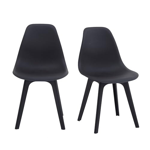 Mingone 2er Set Esszimmerstühle Gartenstühle für Garten-, Esszimmer, Küche，Balkon- und Terrassenstühle,Wetterfest & Leicht zu Reinigen,51x 41x 82cm(L x B x H), Schwarz von Mingone