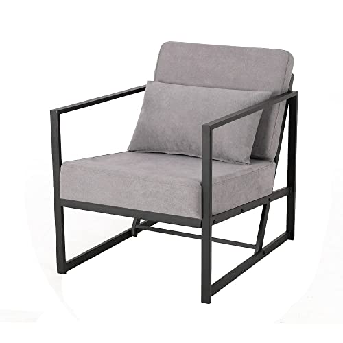 Mingone Sessel Wohnzimmer Design Loungesessel Cocktailsessel Polstersessel Einzelsofa Vintage Retro ohne Hocker Einzelsessel mit Metallrahmen und Leinen,Taupe 60 x 72 x 72cm von Mingone