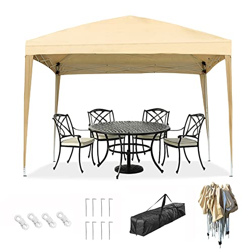 Mingone Pavillon 3x3m Partyzelt Wasserdicht Klappbar Gartenzelt PE Festzelt Faltpavillon Bierzelt UV Schutz 50+ (Beige ohne 4 Seitenteilen) von Mingone