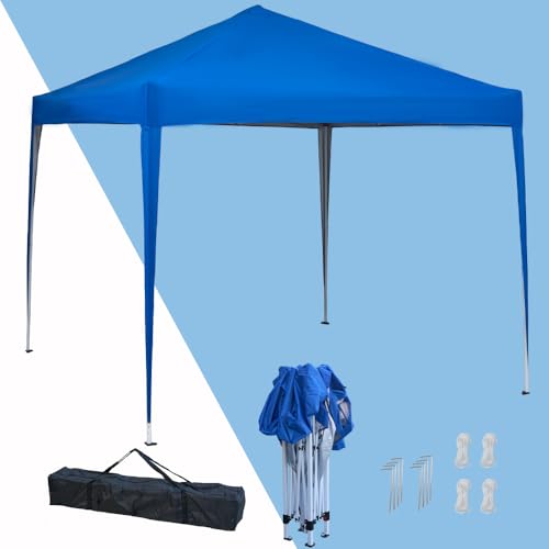 Mingone Pavillon 3x3m Wasserdichter Stabiler Faltpavillon für Garten UV-Schutz 50 Outdoor Faltbar Partyzelt Gartenpavillon, Blau von Mingone