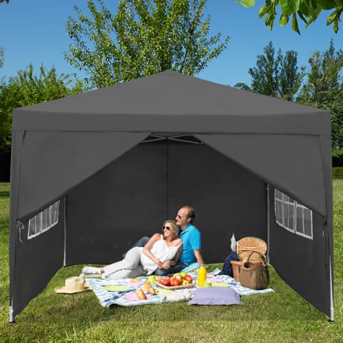 Mingone Pavillon Faltbarer 3x3m Faltpavillon Wasserdicht Stabil Winterfest Partyzelt Pop up Gartenpavillon für Party Grill UV Schutz 50+，Anthrazit von Mingone