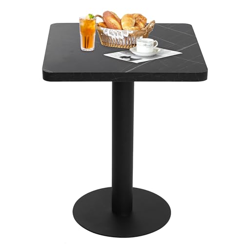 Mingone Quadratischer Esstisch 60x60cm, Küchentisch in Schwarz mit Marmoroptik - Tischplatte aus MDF & Metallgestell - Für Küche, Esszimmer, Balkon, Wohnzimmer von Mingone