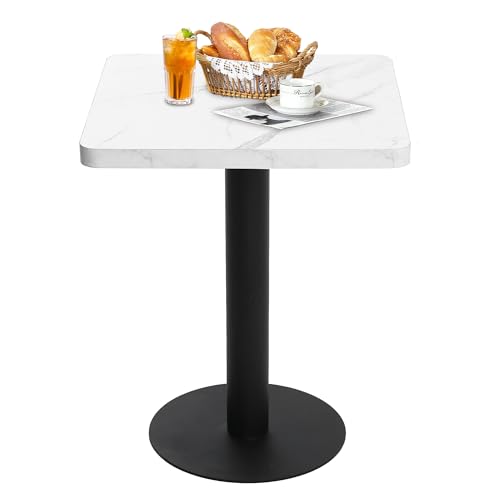Mingone Quadratischer Esstisch 60x60cm, Küchentisch in Weiß mit Marmoroptik - Tischplatte aus MDF & Metallgestell - Für Küche, Esszimmer, Balkon, Wohnzimmer von Mingone