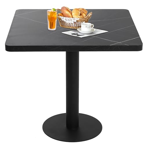 Mingone Quadratischer Esstisch 80x80cm, Küchentisch in Schwarz mit Marmoroptik - Tischplatte aus MDF & Metallgestell - Für Küche, Esszimmer, Balkon, Wohnzimmer von Mingone