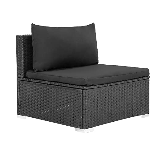 Mingone Rattansofa Gartensofa Gartenlounge Sofa Wasserdichtes Gartenmöbel für Veranda Garten Outdoor Balkon mit Kissen,Schwarz von Mingone