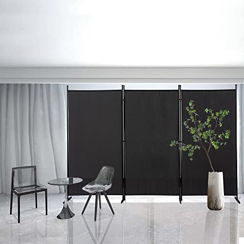 Mingone Raumteiler Paravent Trennwand Innen Garten Stellwand Spanische Wand Balkon Sichtschutz aus Stoff 3 teilig für Büros 260x180cm Groß, Schwarz von Mingone