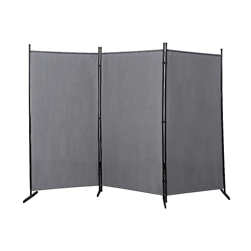 Mingone Raumteiler Trennwand Innen Garten Stellwand Spanische Wand Balkon Sichtschutz Paravent aus Stoff 3 teilig für Büros 260x180cm Groß, Anthrazit von Mingone