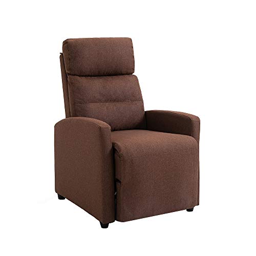 Mingone Fernsehsessel Relaxsessel mit Liegefunktion TV Sessel Modern Schmal Loungesessel Liegesessel mit 155° Liegefunktion bis 150kg aus Leinenstoff, Braun von Mingone