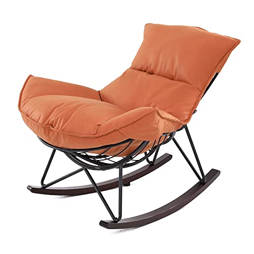 Mingone Schaukelstuhl Wohnzimmer Design Relaxliege Schaukelsessel Modern Relaxssessel für Wohnzimmer Schlafzimmer,Orange von Mingone