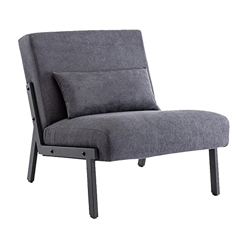 Mingone Sessel Einzelsofa Cocktailsessel Modern Loungesessel 1 Sitzer Polstersofa Leinen Stoff mit Schwarz Metallbeinen für Wohnzimmer Schlafzimmer bis 120kg,Dunkelgrau von Mingone