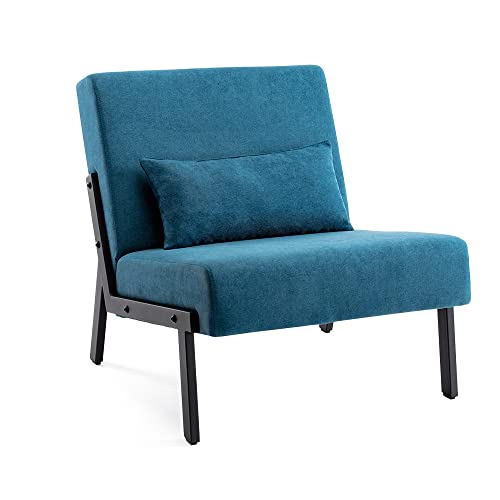 Mingone Sessel Einzelsofa Cocktailsessel Modern Loungesessel 1 Sitzer Polstersofa Leinen Stoff mit Schwarz Metallbeinen für Wohnzimmer Schlafzimmer bis 120kg von Mingone