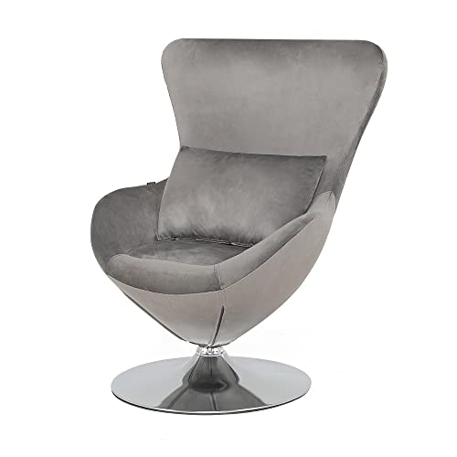 Mingone Sessel Ergonomisch Loungesessel Relaxsessel Modern Samt Stuhl mit Kissen Drehbar Einzelsofa im Wohnzimmer Schlafzimmer Retro-Design (Dunkelgrau) von Mingone