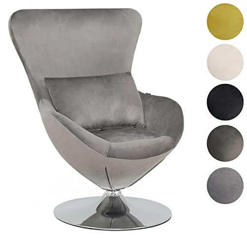 Mingone Sessel Klein Loungesessel Modern Design Einzelsofa Samt Cocktailsessel Polstersessel mit Kissen für Wohnzimmer Schlafzimmer，Dunkelgrau von Mingone