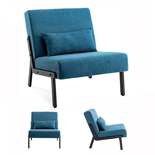 Mingone Sessel Lounge Modern Einzelsessel mit Rückenlehne Loungesessel Design Cocktailsessel Relax Sessel mit Kissen Bequemer Polstersessel für Wohnzimmer Schlafzimmer Balkon, Dunkelblau von Mingone