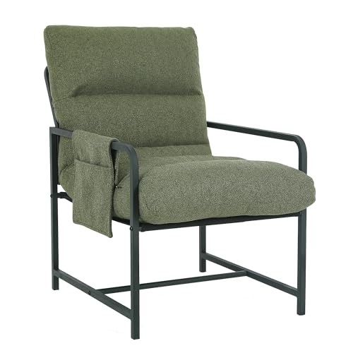 Mingone Sessel LoungesesselStuhl mit Armlehnen Polstersessel mit Metallrahmen Moderner Loungesessel für Schlafzimmer, 136 kg belastbar, Grün von Mingone