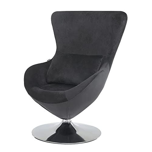 Mingone Sessel Modern Cocktailsessel Samt Loungesessel mit Kissen Lesesessel Einzelsessel Drehbar Stuhl Relaxsessel für Wohnzimmer Schlafzimmer, Schwarz von Mingone