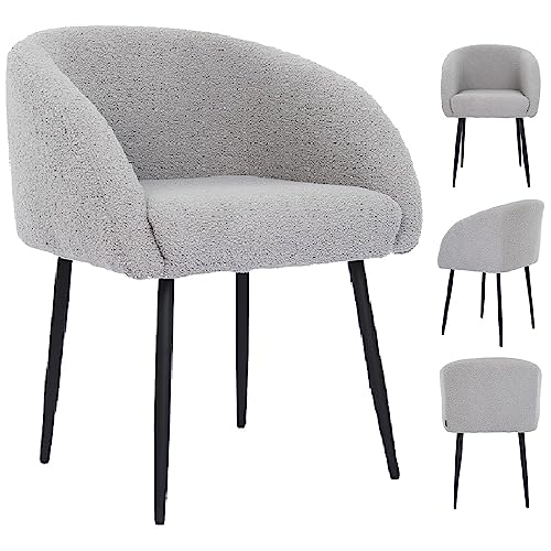 Mingone Sessel Wohnzimmer Loungesessel Lammwolle Polsterstuhl Armlehnstuhl für Schlafzimmer Ohrensessel Lounge- & Cocktailsessel Modern Sessel & Stühle mit Metallbeinen Last bis 120 kg, Hellgrau von Mingone
