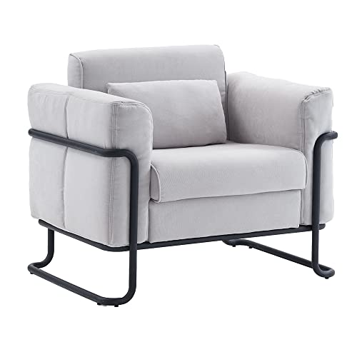 Mingone Sessel Wohnzimmer Loungesessel Sofa 1 Sitzer Relaxsessel Polstersessel Gepolsterter Cocktailsessel Schlafzimmer Design Hellgrau von Mingone