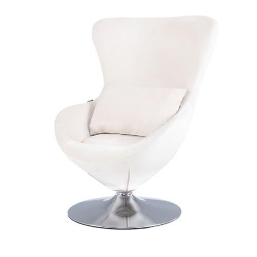 Mingone Sessel Wohnzimmer Samt Loungesessel Drehbar Cocktailsessel Einzelsessel für Schlafzimmer Relaxsessel mit Kissen Retro Design, Weiß bis 150kg von Mingone
