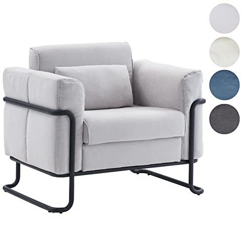 Mingone Sessel Sofa Couch Modern Design TV Sessel Wohnzimmer Einzelsofa Loungesessel Leinen Relaxsessel 1 Sitzer mit Metallbeinen bis 150kg，Hellgrau von Mingone