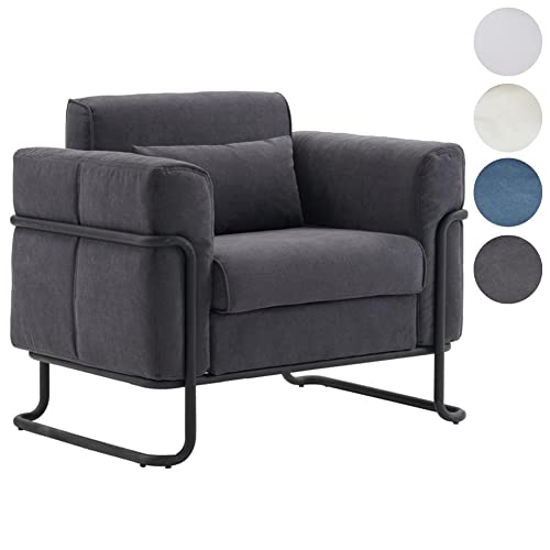 Mingone Sofa Dunkelgrau Sessel Modern Design TV Sessel Wohnzimmer Couch Einzelsofa Loungesessel Leinen Relaxsessel 1 Sitzer mit Metallbeinen bis 150kg von Mingone