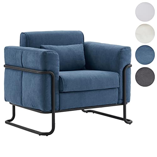 Mingone Sofa Sessel Modern Design TV Sessel Wohnzimmer Couch Einzelsofa Loungesessel Leinen Relaxsessel 1 Sitzer mit Metallbeinen bis 150kg，Blau von Mingone
