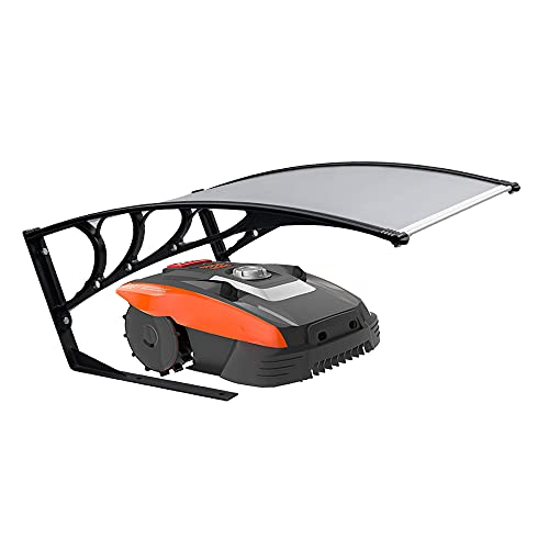 Mingone Vordach Rasenmäher Überdachung für Rasenroboter Mähroboter Garage Carportdach Überdachung, 77x103cm, Transparent-Schwarz von Mingone