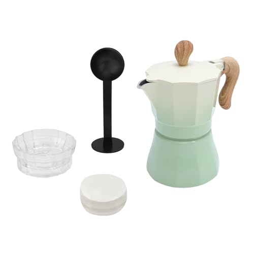 Mingzhe Italienische Kaffeemaschine Aluminiumlegierung 3 Tassen Kaffeekanne Distributor Löffel Papierfilter für Hausversammlungen (Gradientengrün) von Mingzhe