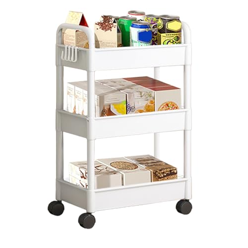 Minhaxue 3-Tier Storage Trolley on Wheels, Kitchen Rolling Utility Cart Storage Organisers, Rolling KitchenTrolley for Kitchen, Bathroom, Office, Living Room, Home Organization von Minhaxue