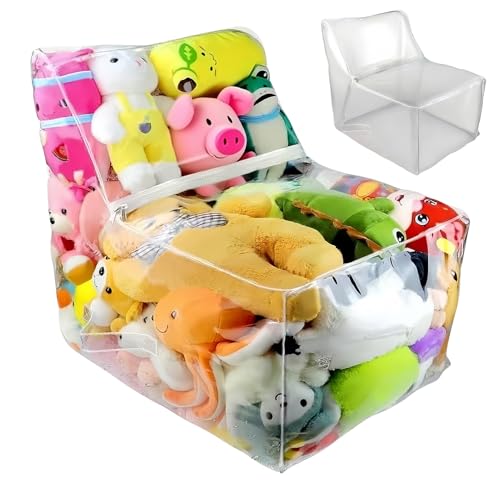 Minhaxue Transparenter Sitzsackbezug Für Stofftiere, 60x60x45cm wasserdicht Stofftier-Aufbewahrung, Sitzsack Stuhlbezug, Spielzeug Aufbewahrungsbeutel Mit Reißverschluss für Plüschtiere,alte,Kissen von Minhaxue