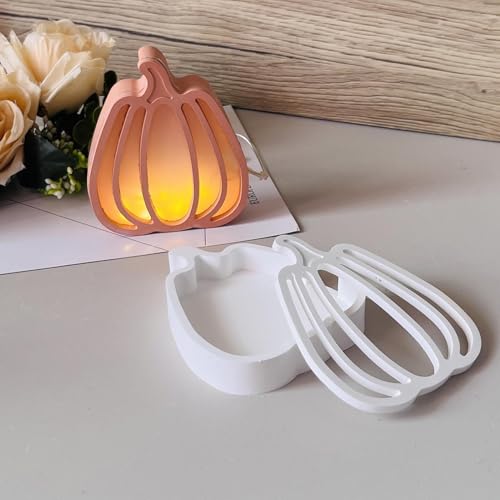 Silikonformen Gießformen Kürbisse, 2 Stück Silikonform Kürbiss mit Sockel, Silikon Halloween Gießform Kürbisse Gipsformen zum Gießen Giessform Silikon für Herbst Erntedankfest von Minhaxue