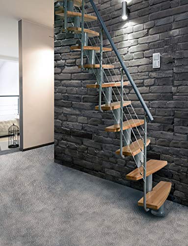 Raumspartreppe Atrium Mini Plus. Geschosshöhe 220-300 cm, mit 60 cm Holzstufen in Buche Natur von Mini Plus